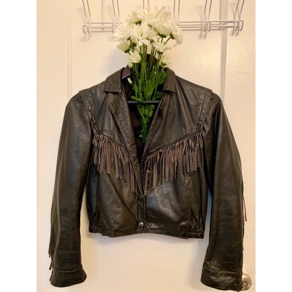 Vintage Jackets & Blazers - Vintage Leather Fringe Jacket